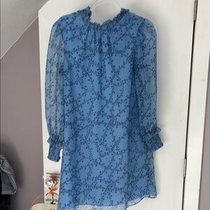 Draper James Blue Midi Dress with sheer arms